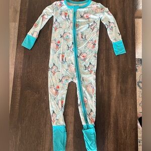 Teal Shark Print Kids One Piece